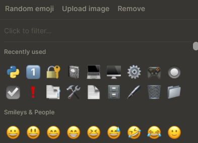 Anytype page icon selector