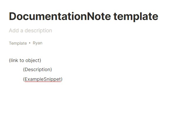 DocumentationNote template